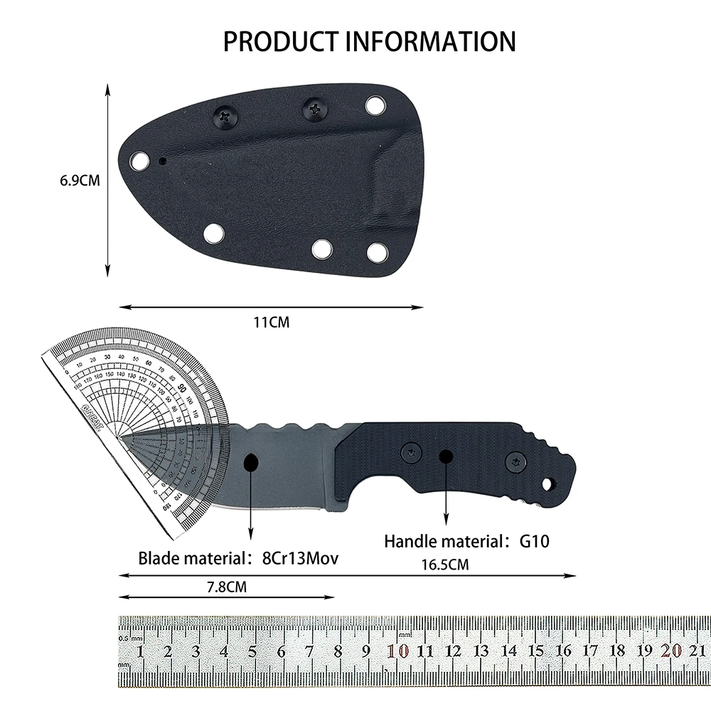 أدوات الصيد التكتيكية المحمولة 8Cr13Mov شفرة التخييم في الهواء الطلق شفرة مثبتة سكين G10 مقبض البرية الغابة بقاء السكاكين