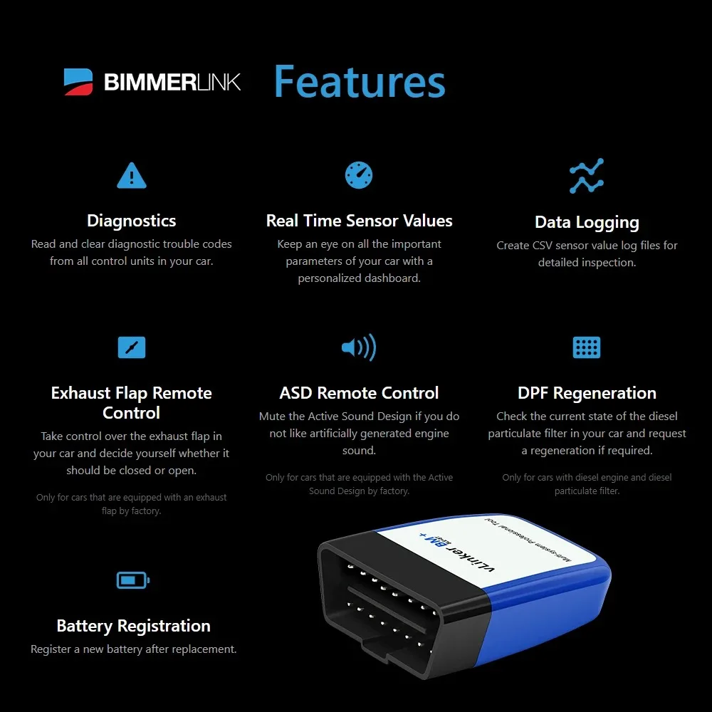Vgate VLinker BM ELM327 V2.2 OBD2 Scanner Bluetooth-kompatibel 4.0 Auto-Diagnosegerät Bimmercode PK ELM 327 für BMW – Detail 4