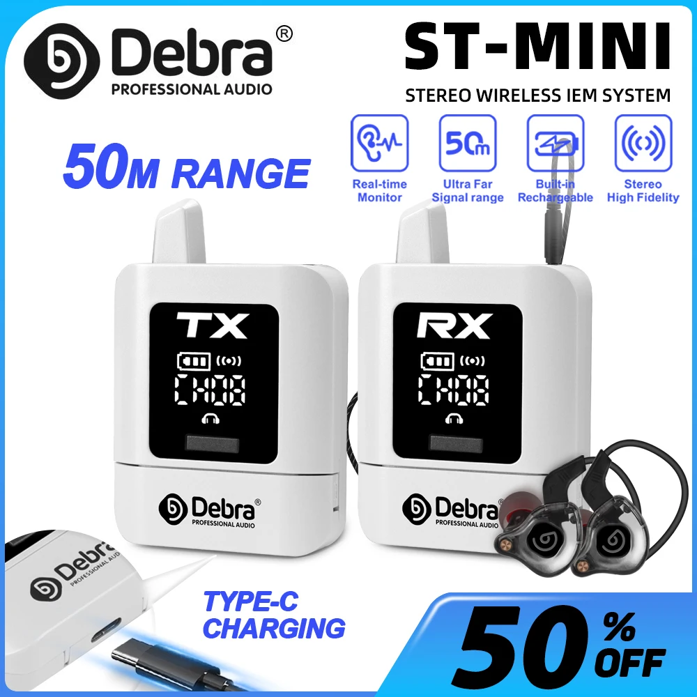 Debra สเตอริโอแบบพกพา UHF IEM ไร้สาย In-Ear Monitor ระบบเสียง-มินิชาร์จสําหรับเพลงการตรวจสอบเสียง Live Broadcast