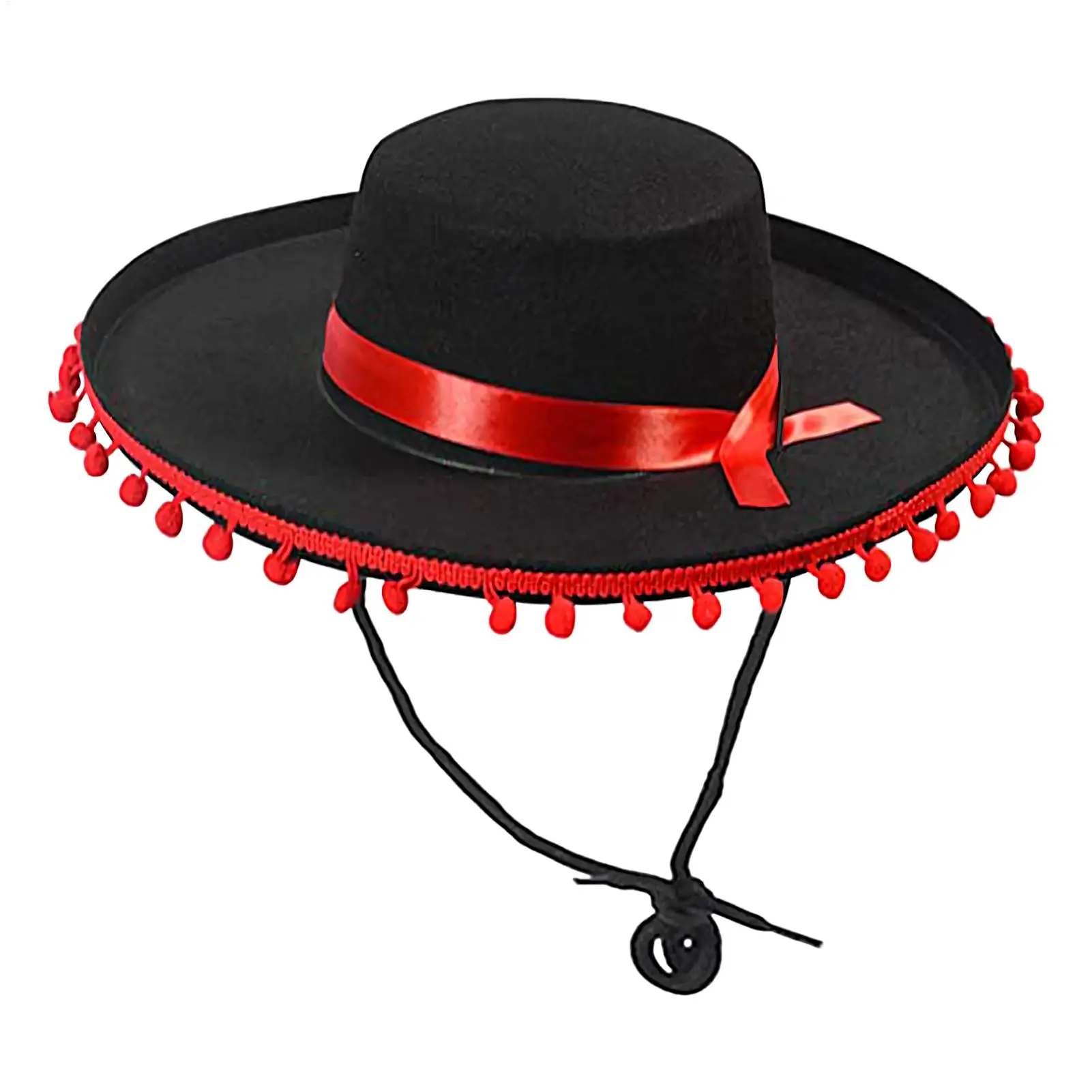 Sombrero Mexicano para Adultos, Disfraz de Flamenco con Pompones, Accesorios para Traje Español