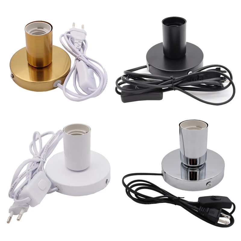 New AU UK US EU to E27 LED Light Power Cord Extension Lamp Holder Bedroom Desktop Decorative Disinfection Lamp Base For Bar Cafe