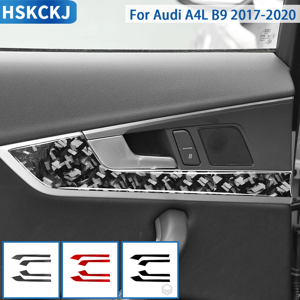 For Audi A4 A4L B9 2017 2018 2019 2020 Accessories Carbon Fiber Car Interior Door Panel Trim Sticker Decoration