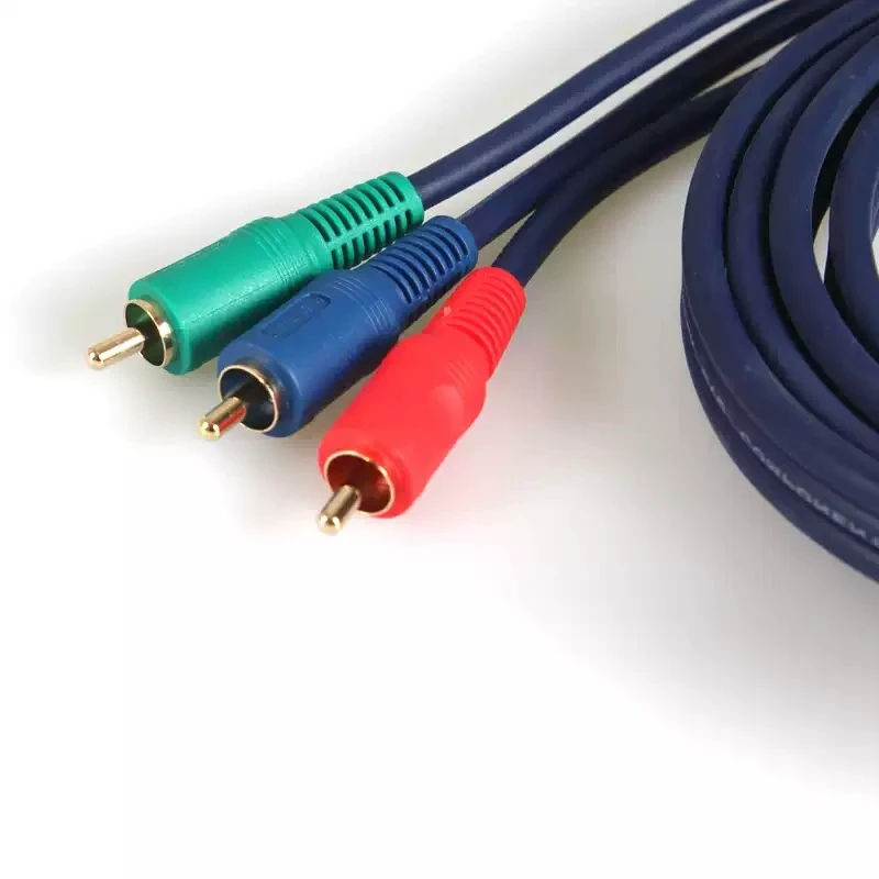 (2pcs) For Q762 Component Video Cable RGB YPbPr 24K Gold-Plated OFC Copper Core for DVD VCR TV Projector More Affordable