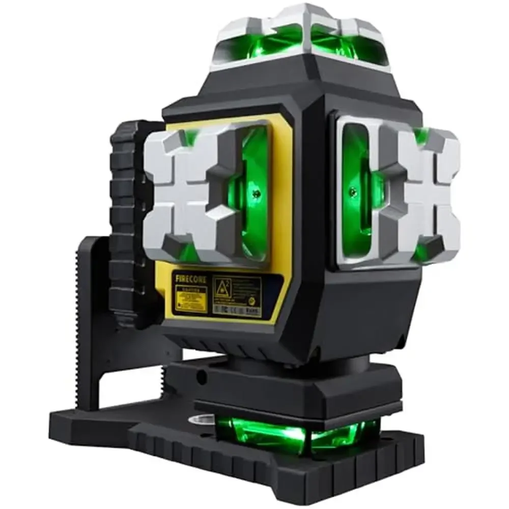 360° 4D Green Line Laser Level High Precision Installation and Floor Tiling LCD Display Magnetic Bracket Rechargeable Li-ion