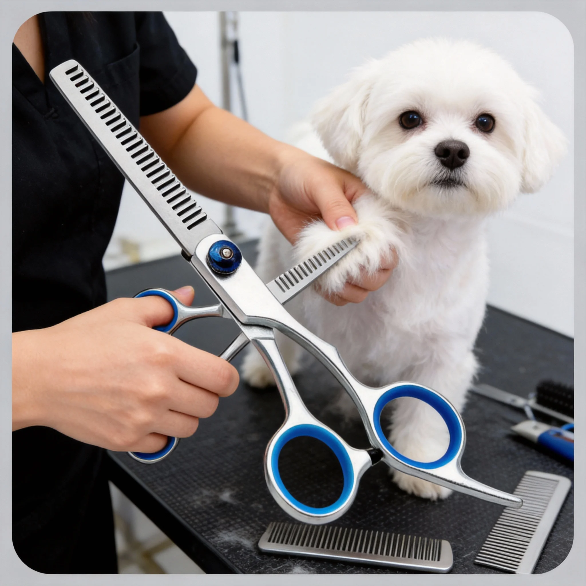 Ensemble de ciseaux de toilettage pour animaux de compagnie, 1/2/3 pièces, ciseaux de coupe de poils courbés, peignes à effiler, pour chiens et chats, usage domestique ou en salon
