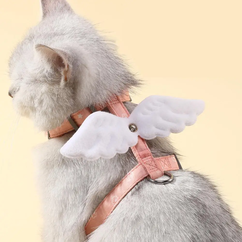 

NEW Pet Chest Strap With Angel Wings Escape-proof Cat Harness Leash Set Kitten Accessories For Outdoor Walking