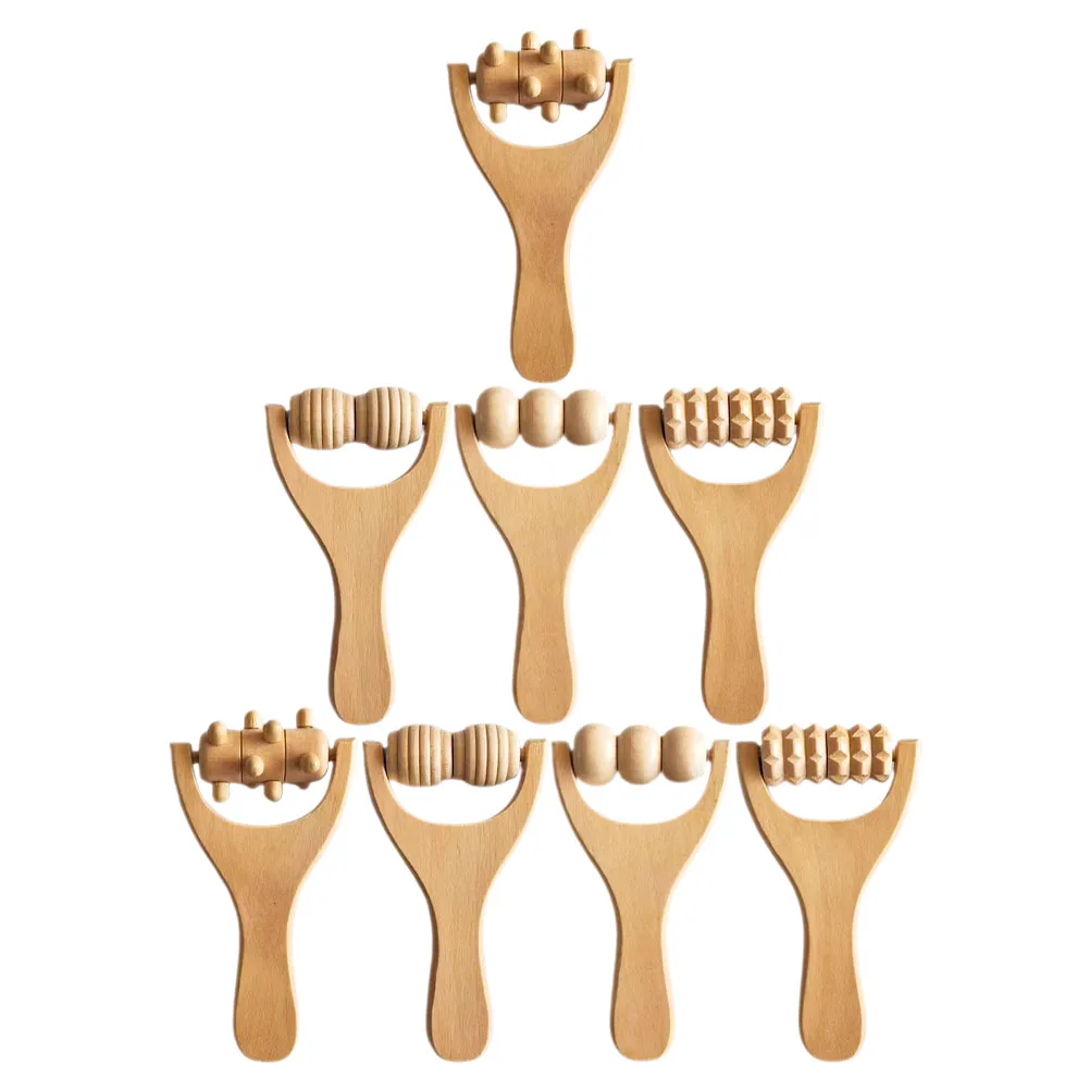 

8 шт. деревянные массажные инструменты портативный деревянный ролик для спины, шеи, ног, рук, мышц, облегчения боли, деревянный массажер