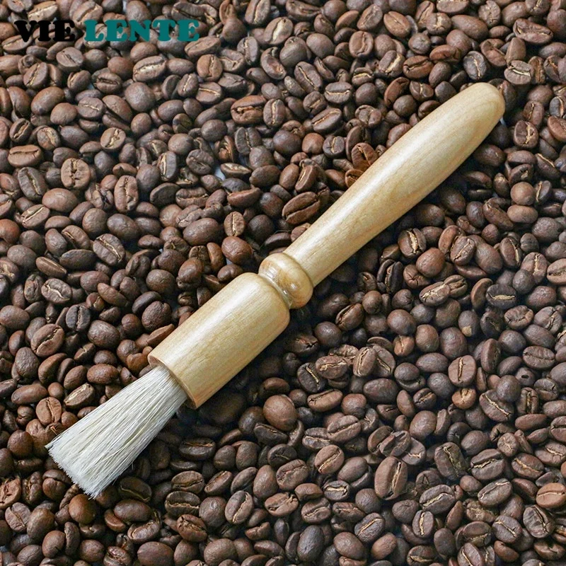 Kaffeemaschinenbürste, Holzgriff und Naturborsten, Maschinengruppe, Kopfreinigung, Küchenutensilien, Kaffeemühlenbürsten
