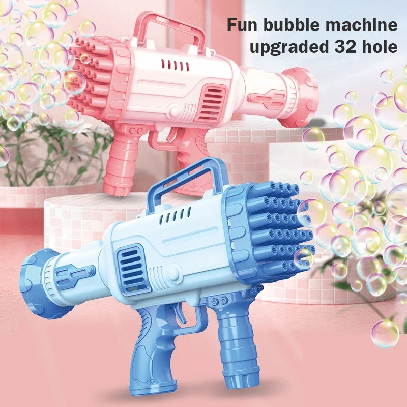 Children's Automatic 32 Hole Bubble Gun Electric Bubble Machine Outdoor Parent-Child Bubble Blowing Toy With Light Children Gift