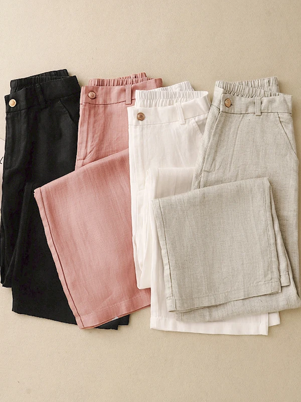 High-End Lyocell Anti-Wrinkle Linen Wide Leg Pants Women's Spring Summer Thin Cotton Linen Casual Loose Dra Floor-Length ...
