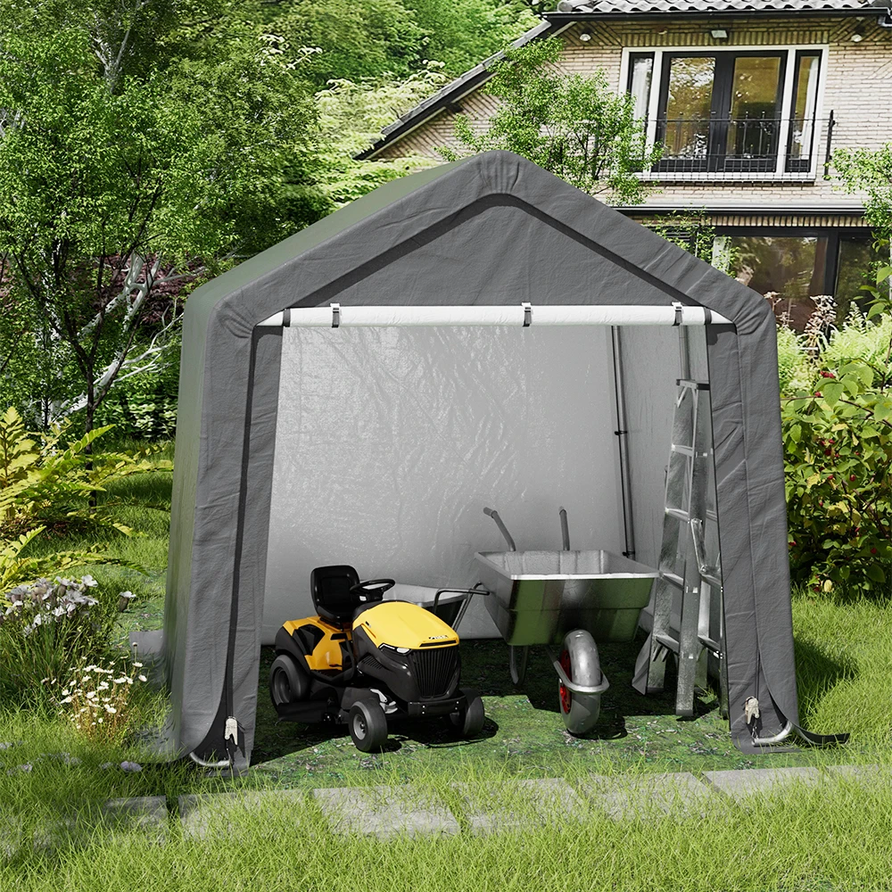 【Breeins】سقيفة تخزين أنبوبية مجلفنة متعددة الحجم، مأوى تخزين خارجي مقاوم للماء وشديد التحمل لجميع المواسم #5