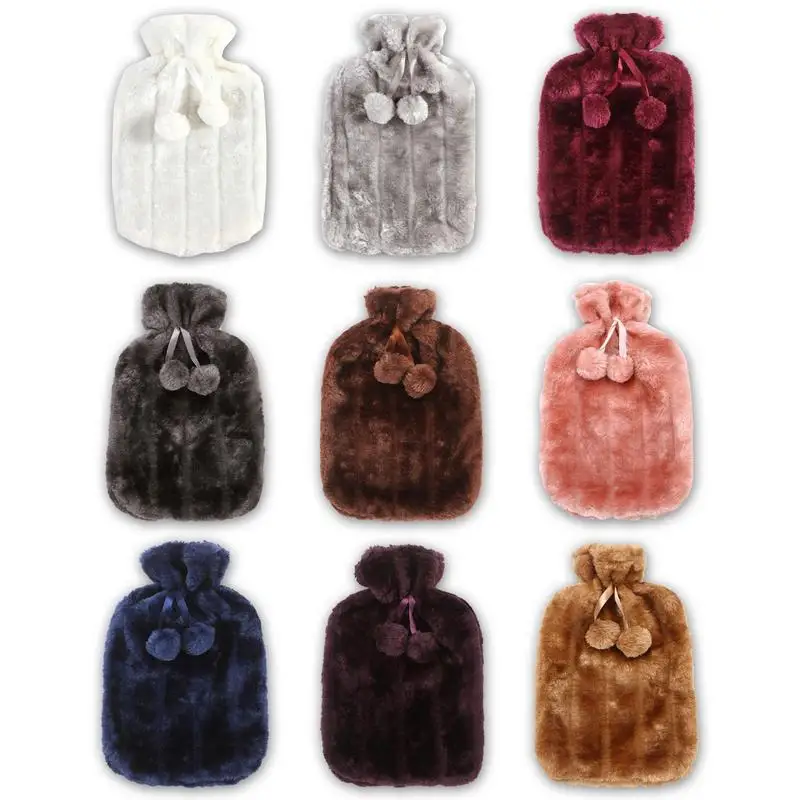 Hot Water Bottle Cover Faux Plush Fur Cover For 2 Liter 2000 Ml Hot Water Bottle Rubber Cover Winter Warmer Cover For Women Kids