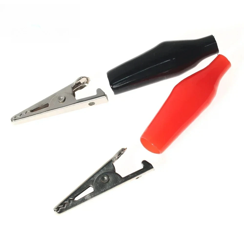10PCS Insulated Alligator Clip Test Leads 24x28mm Red Black Alligator Clips Electrical Test Clips for Electronics