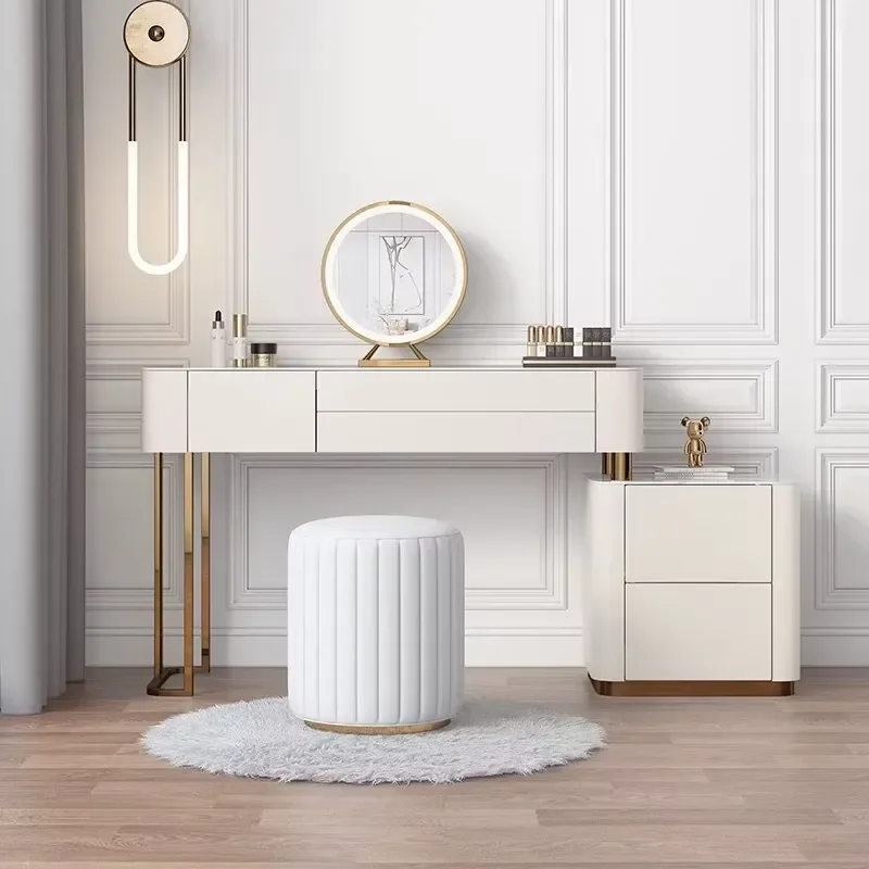 Modern Led Lighted Mirror Dressing Table With Storage Bedroom Furniture Makeup Vanity Table for Home