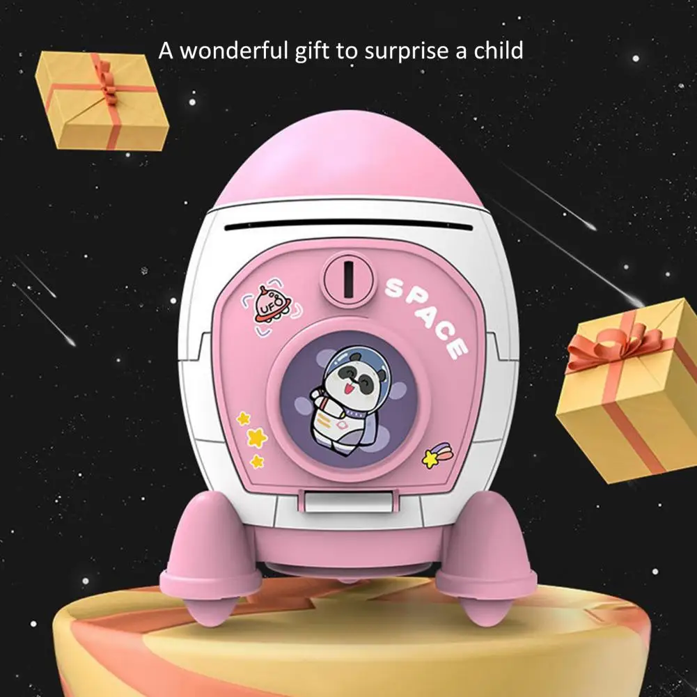 Personalized Piggy Bank Creative Rocket-shaped Astronaut Piggy Bank for Kids Large Capacity Money Storage Jar with Stickers Boys