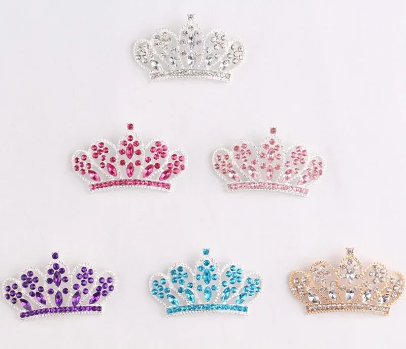 5PCS Diy Bling Alloy Crown Button for Girls Women Headband Wedding Party Bride Headwear Hair Embellishment Buttons