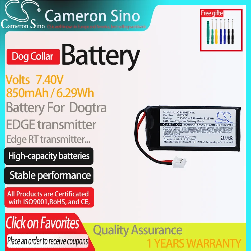 Dogtra EDGE 송신기 DA212 EDGE TX Edge RT 송신기 용 CameronSino 배터리. BP74TE,Dog Collar 배터리에 적합합니다.