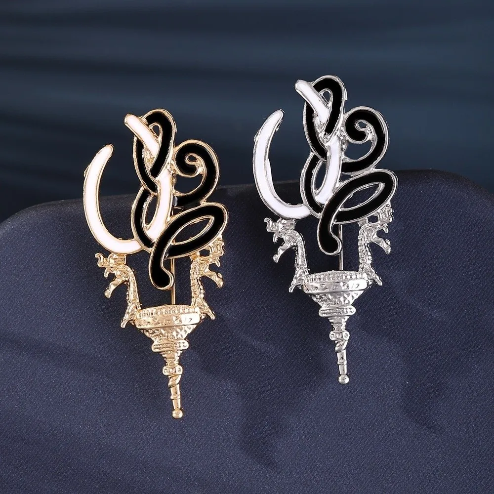 Dripping Oil Finish Entwined Retro Brooch Alloy Rhinestone Commemorative Brooch Thai-style Elegant Double Dragon Pin Wedding