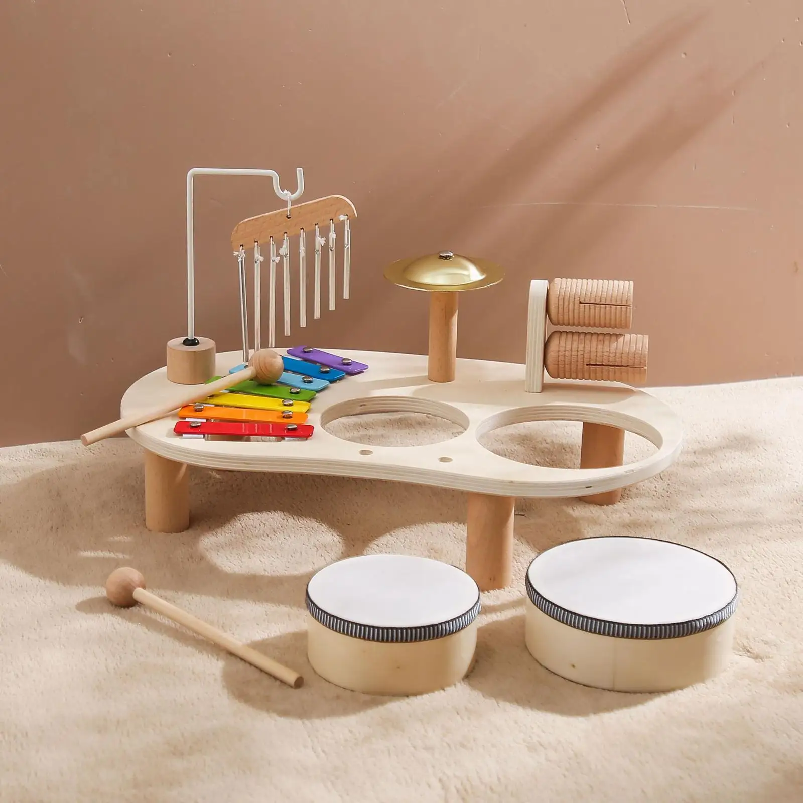 Conjunto de bateria infantil, instrumento musical de jardim de infância, brinquedo para crianças, meninos e meninas