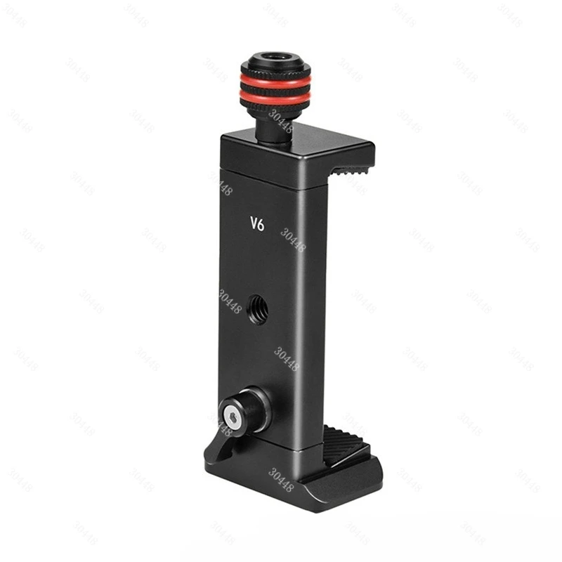 All-Metal Dual-Head Adjustable Mobile Phone Clamp Stand with Cold Shoe Mount for AKAA Live Tripod