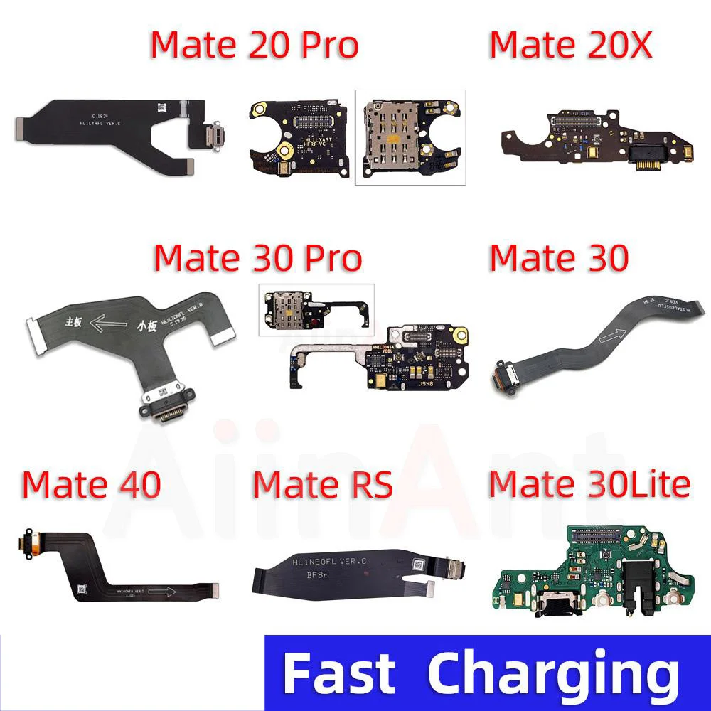 

Aiinant USB Charger Dock Connector Port Charging Board Flex Cable For Huawei Mate 20 20X 30 40 40E Lite Pro RS Sim Phone Parts