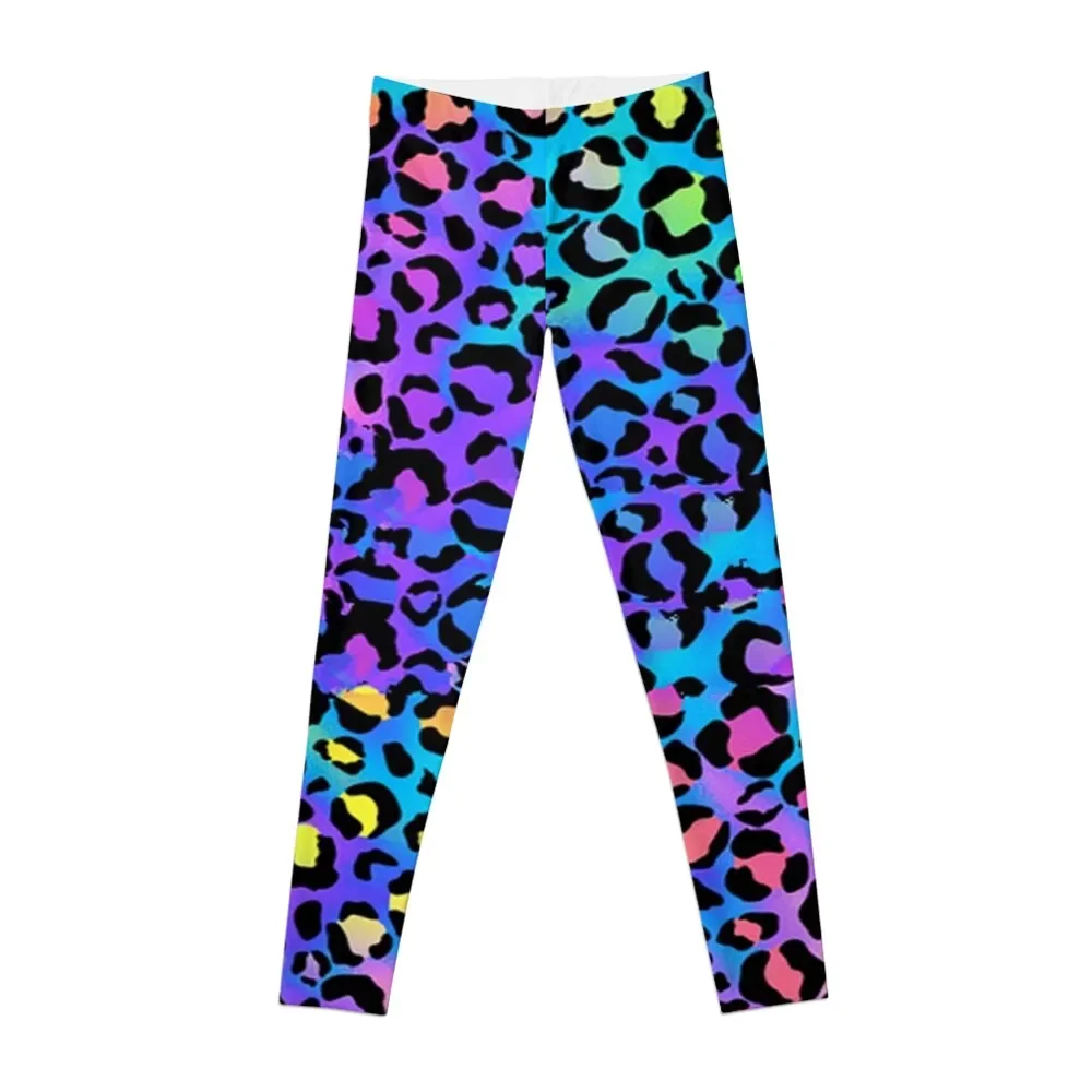 

Holographic Rainbow Leopard Print Spots on Bright Neon Leggings Fitness clothing Jogger pants Womens Leggings