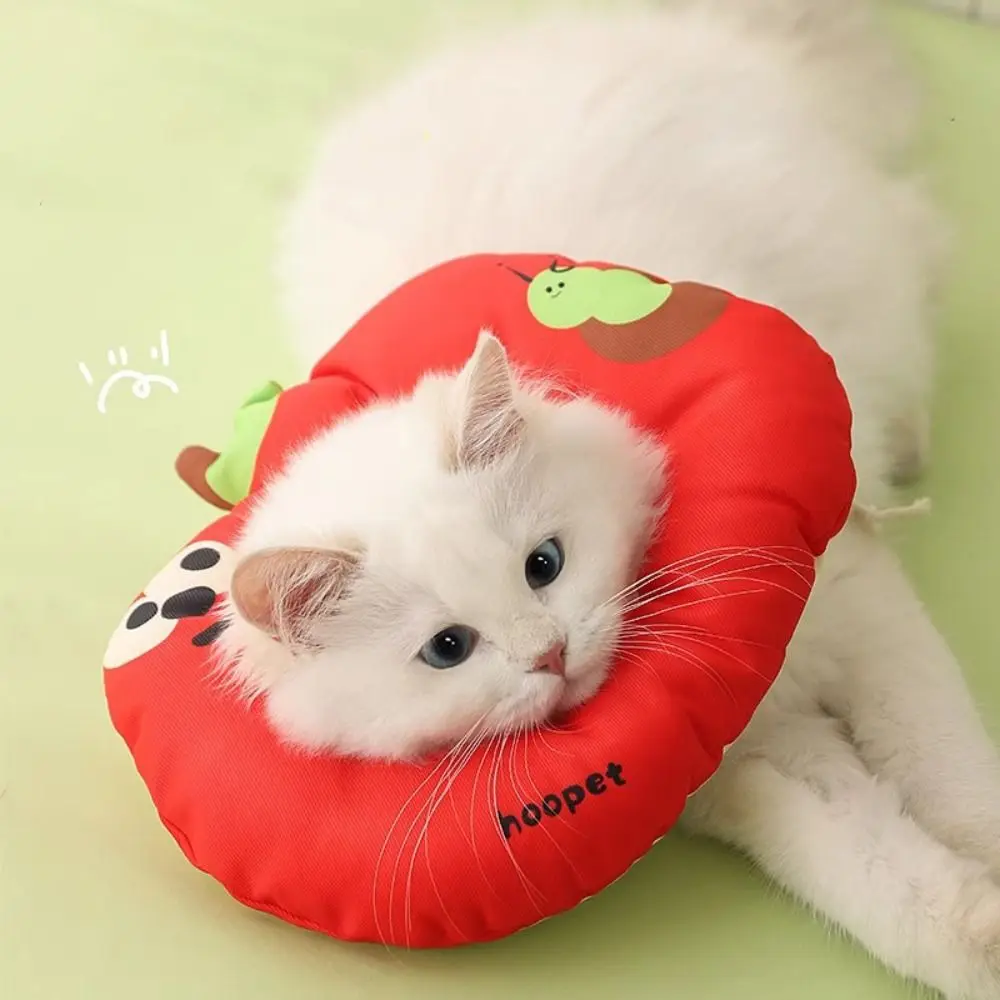 

Cartoon Cat Elizabeth Circle Adjustable Fruits Printed Pet Protective Cone Waterproof Soft Cat Anti-Lick Collar