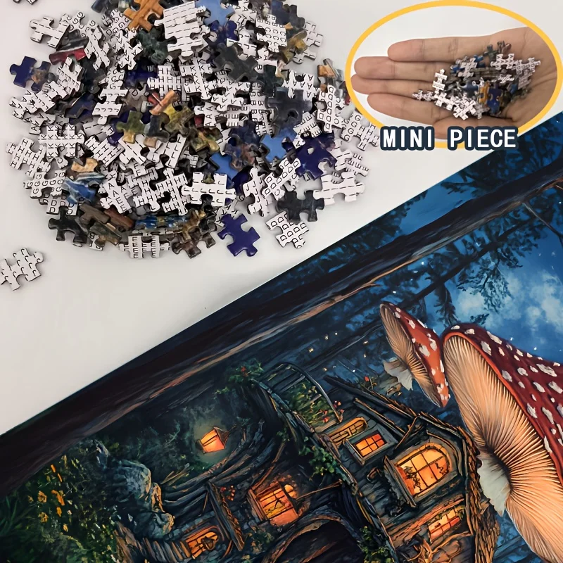 لغز صغير الحجم 1000 قطعة فطر هاوس آرت فانتازي - ورق مقوى سميك ممتاز، للبالغين والجامعات، ديكور المنزل #3