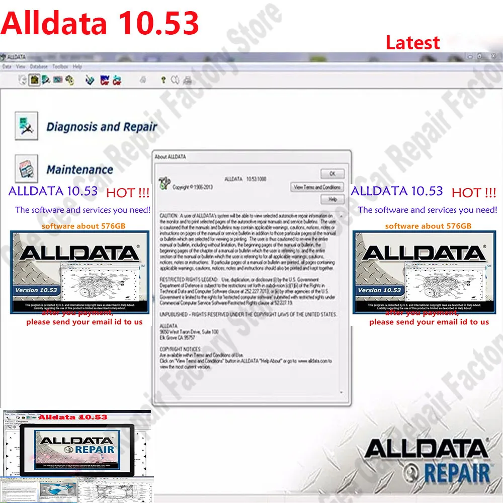 

Hot Car accessories Diagnostic Tool ALLDATA 10.53 obd2 scanner Automotive Repair Software autodata & alldata with Wiring Diagram