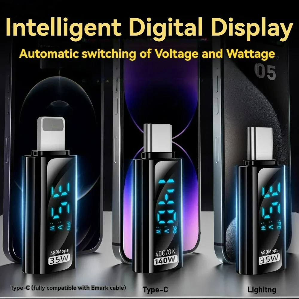 موسع USB C ذكر إلى أنثى بقدرة 140 وات لشحن بيانات 20 جيجابت في الثانية، محول موصل USB-C إلى IOS 8Pin للهاتف المحمول والكمبيوتر اللوحي