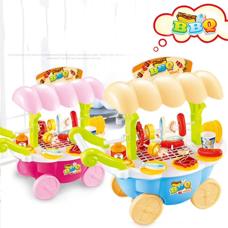 

Children Simulation Kitchen Toys Pretend Cooking BBQ Truck Ice-cream Truck Set Kids Early Educational Puzzle Toys Toddler Gifts