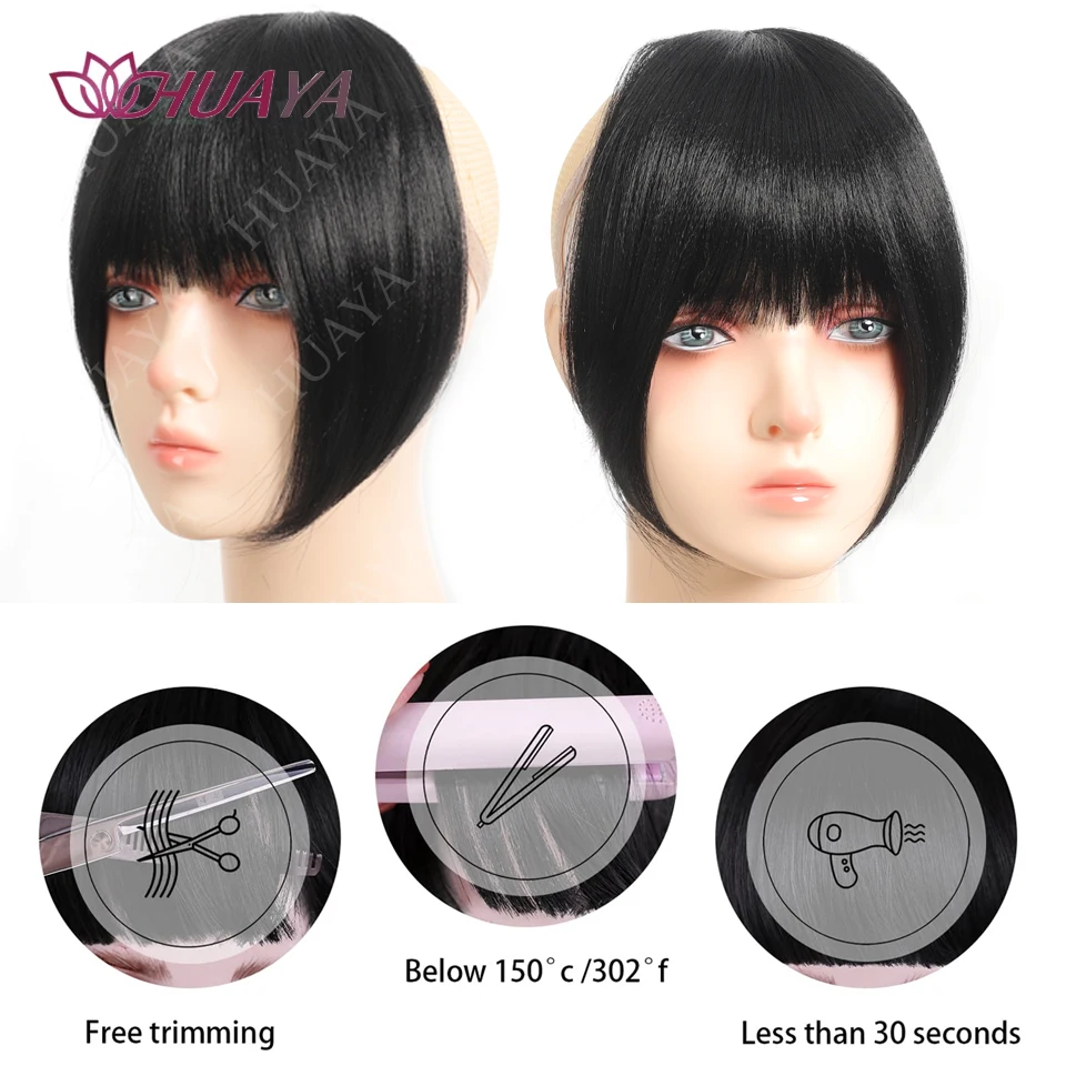 Frangia Fermaglio per capelli in parrucche sintetiche naturali spesse Frangia completa Frangia dritta con aste per accessori per capelli da donna