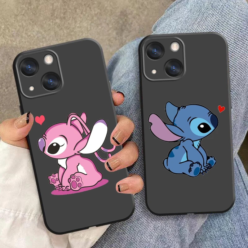 Super cute Stitch Phone Case For Apple iPhone 14 13 12 11 SE XS XR X 7 8 6 mini Plus Pro MAX Soft Black Cover