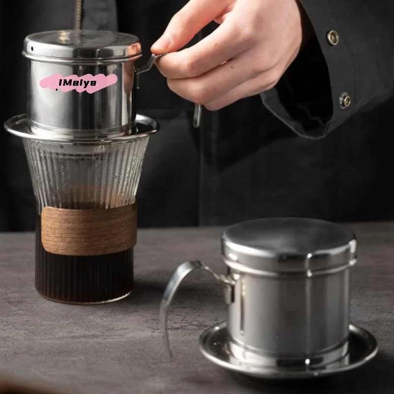 فلتر قهوة فرنسي صغير محمول من الفولاذ المقاوم للصدأ، وعاء قهوة فيتنامي قابل لإعادة الاستخدام، صب فوق منقط صانع باريستا #2