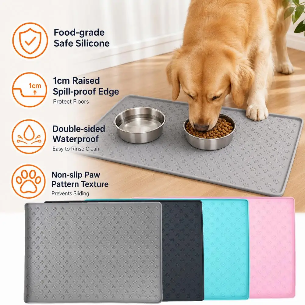 Silicone material dog drinking water and eating mat cat mat pet mat waterproof wear-resistant durable easy to clean pet supplies view 3