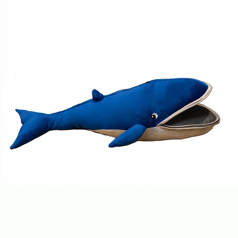 New 40/55cm Super Soft Sea Animal Simulation Open Mouth Blue Whale Plush Toy Pillow Stuffed Animal Baby Children's Birthday Gift