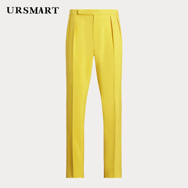 Classic Yellow Men's Pants 2024 Spring and Autumn New Product British Fashion Elegant Style Customized Pants for Men