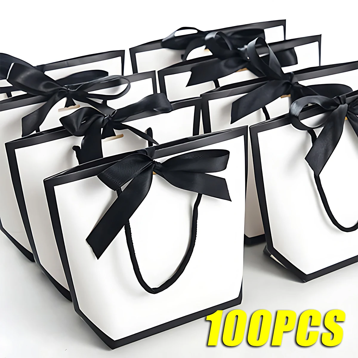 1-100 Stück Handheld weiße Karte Papiertüte Geschenk Hand verpackung einfache Tasche Einkaufs papiertüte Hochzeits feier Geschenk verpackung Tasche