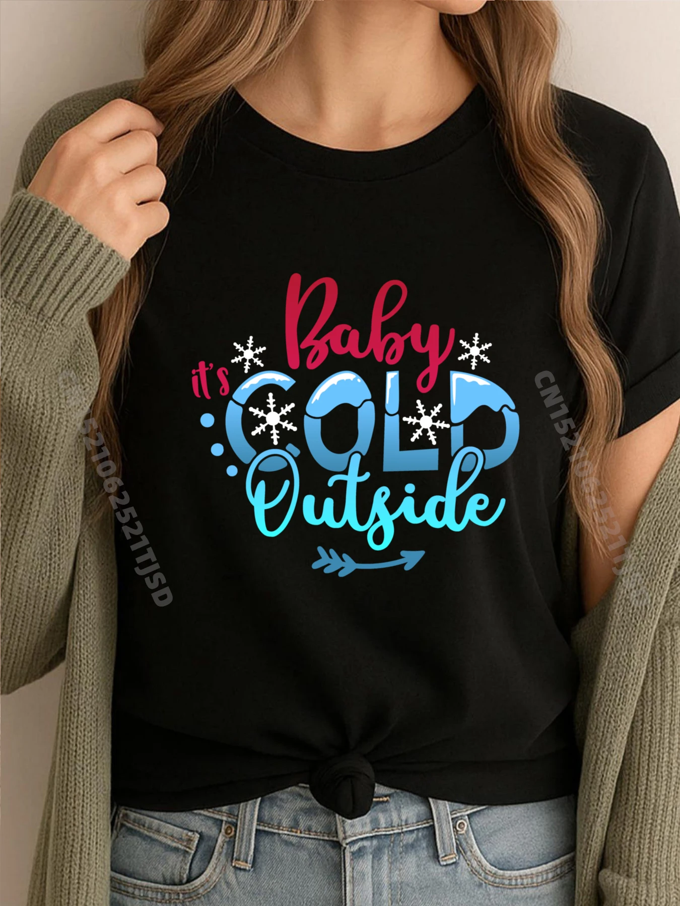 

Christmas Baby It Cold Outside Mom Girls Grpahic Tee Mens Halloween Vaporwave