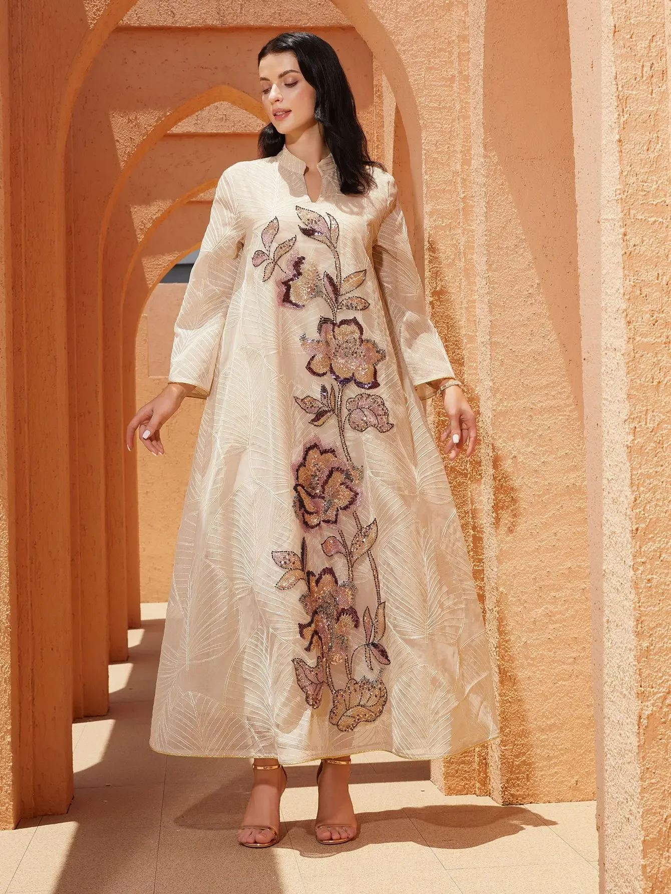 فستان العيد النسائي عباية أنيقة شبكية إسلامية رمضان جلابية مطرزة فساتين الحفلات دبي رداء طويل قفطان فيستدوس لارجوس 2026 #3