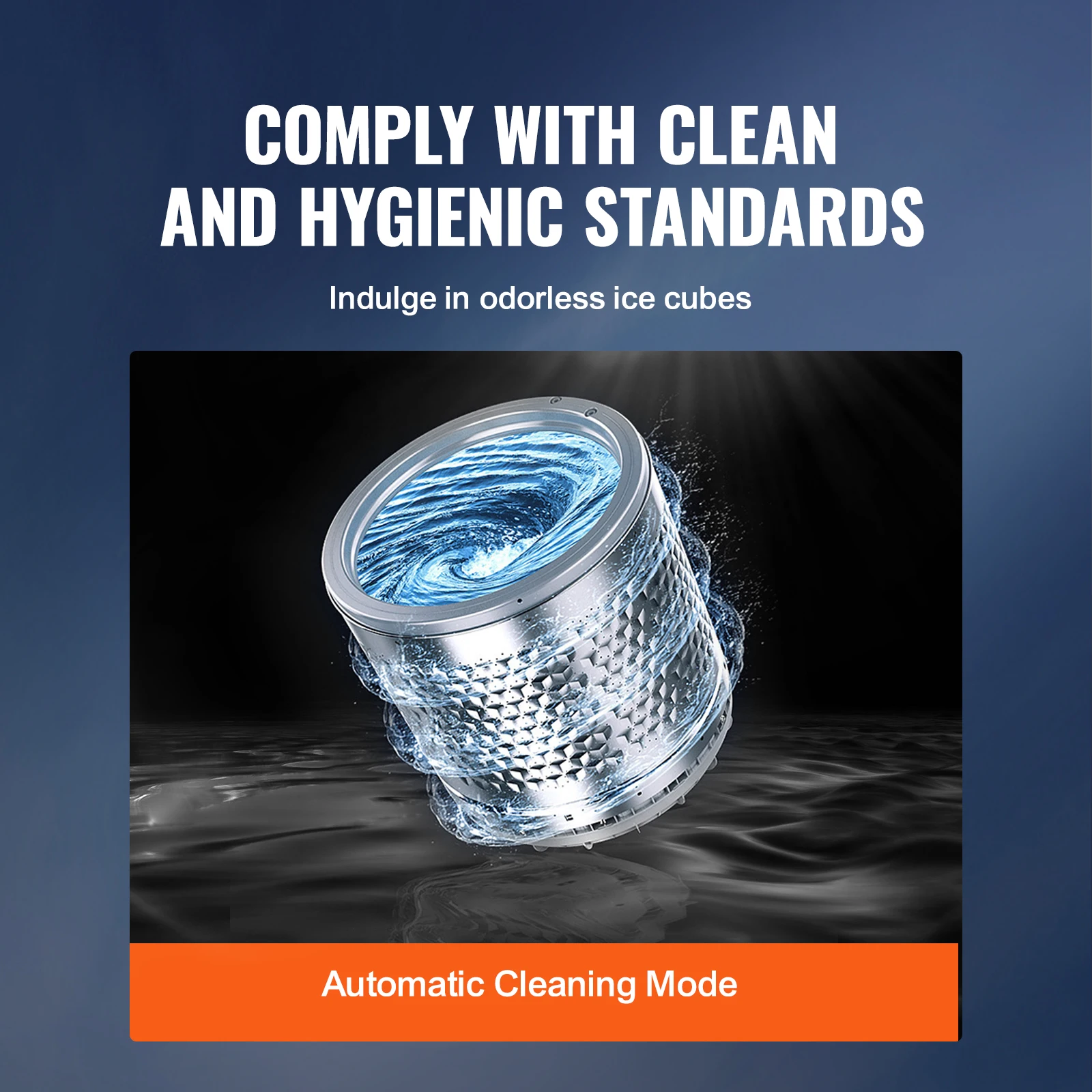 เครื่องทำน้ำแข็งบนเคาน์เตอร์ vevor เครื่องทำน้ำแข็งแบบพกพาทำความสะอาดด้วยตัวเองพร้อมที่ตักน้ำแข็งตะกร้าและท่อระบาย37lbs ใน24Hrs