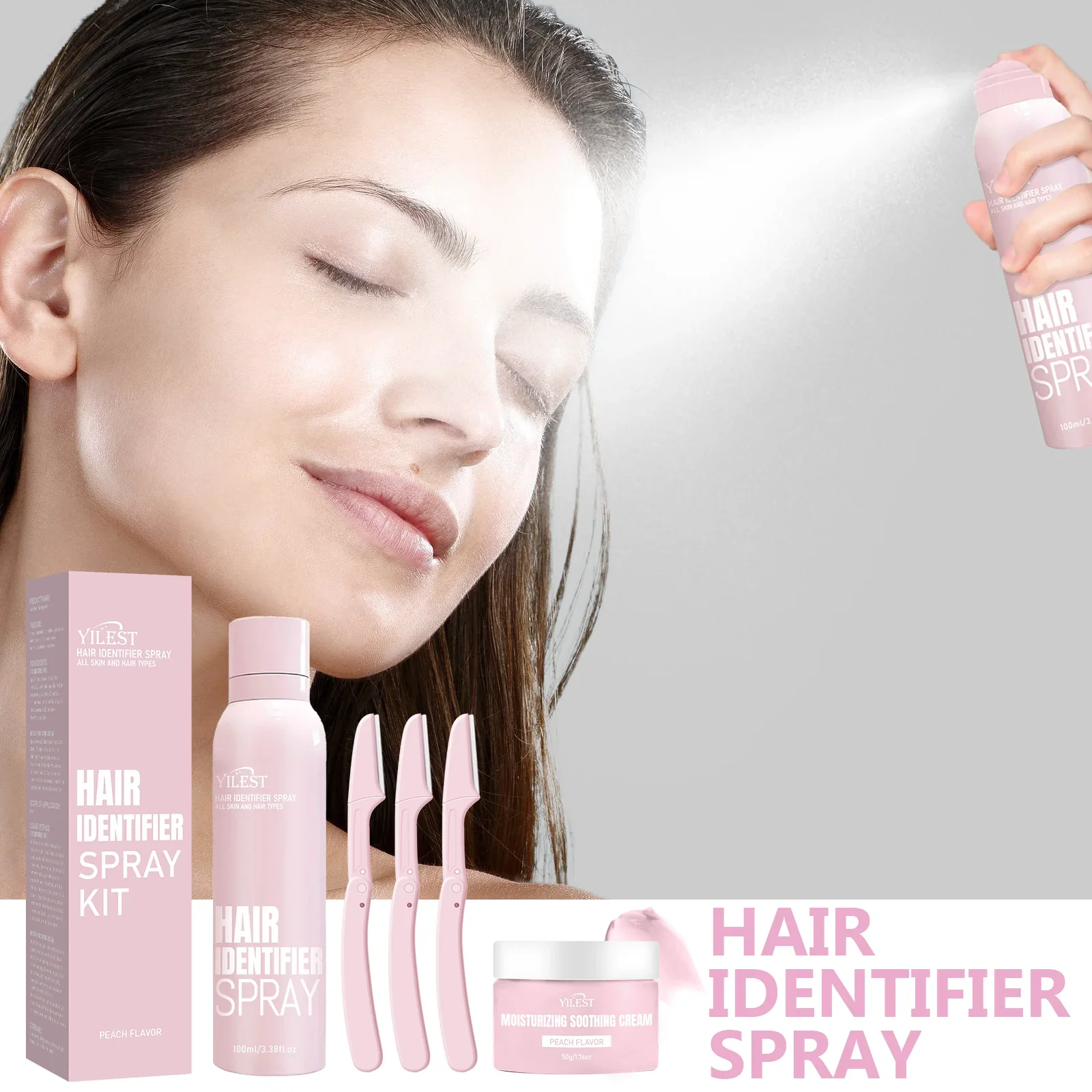 Spray identificador de cabello sin pelo, indoloro, suave, inhibidor del crecimiento del cabello para afeitar con maquinilla de afeitar, depilación facial, Spray dermaplaning