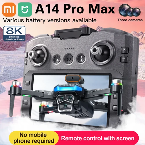 Xiaomi A14 PRO MAX Drone sin escobillas 8K tres cámaras HD control remoto con pantalla flujo óptico inteligente plegable Quadcopter