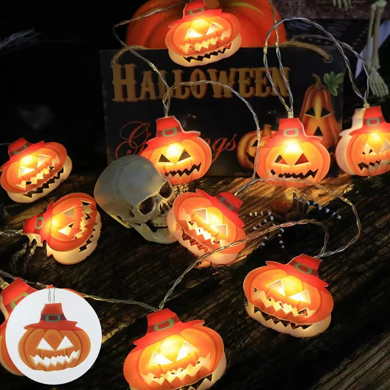 Guirnalda de luces LED impermeables para decoración de calabaza de Halloween, luces de ambiente para interior y habitación, batería para exteriores, 2023, 261