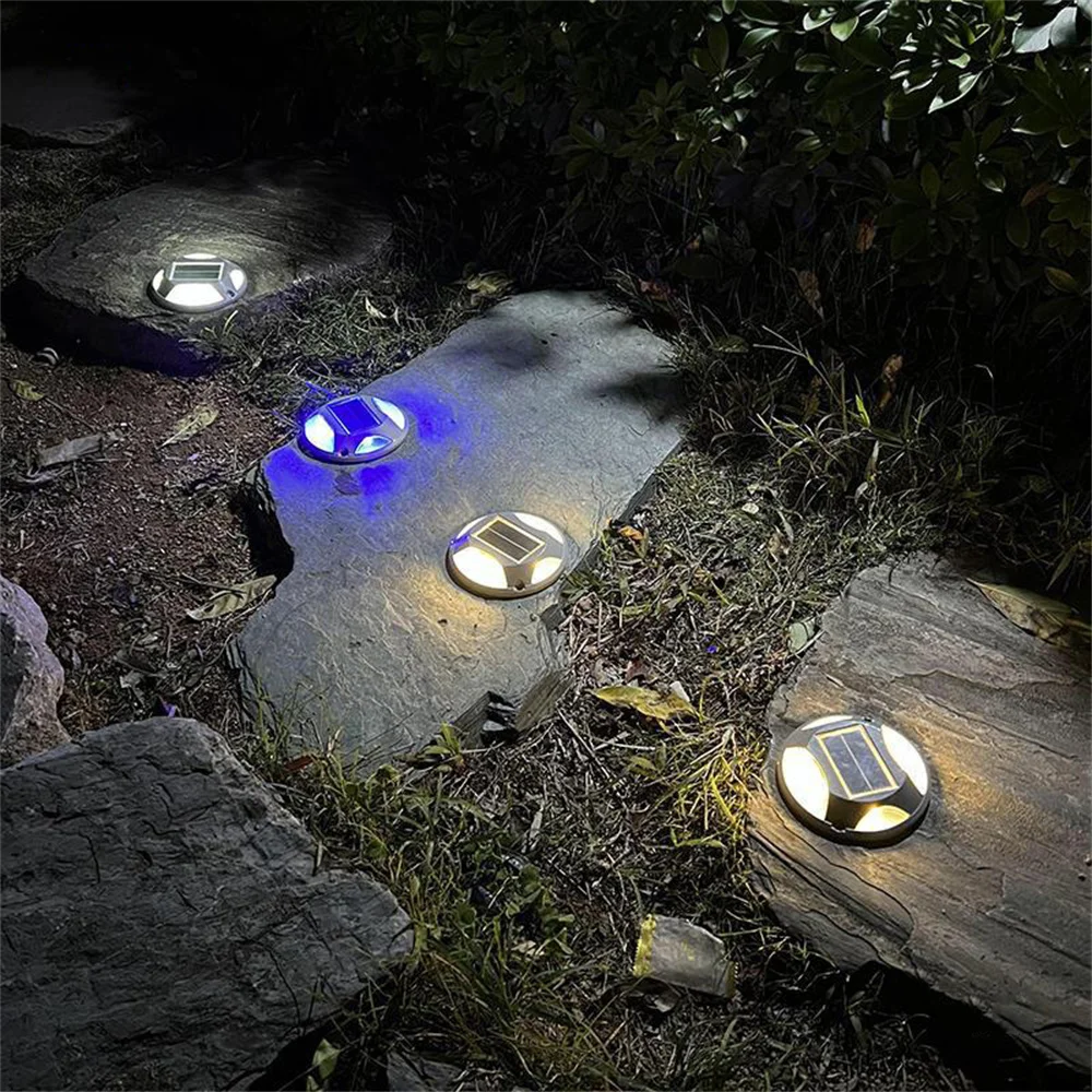 2PCS Solar Driveway Light IP65 Waterproof Outdoor Marker Step Lamp Emergency Lighting for Pathway,Yard,Garden,Street