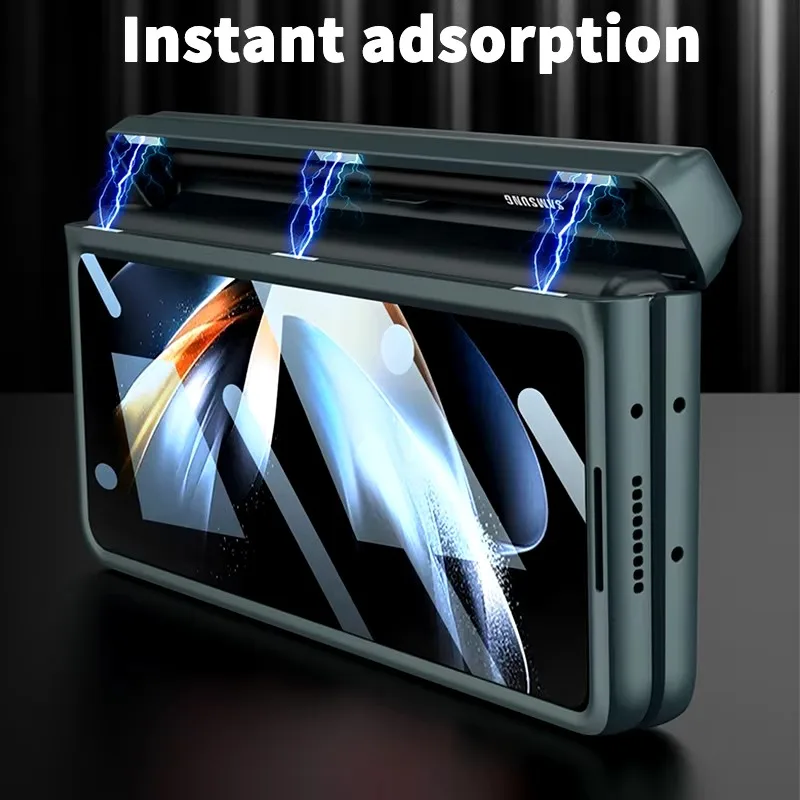 حافظة جلدية مغناطيسية لهاتف سامسونج Z Fold 3 4 5 6 مع واقي شاشة 5G مع حامل قلم S #2