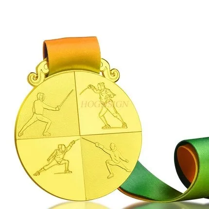 Fencing medal, martial arts gold medal, honor medal, club champion souvenir medal