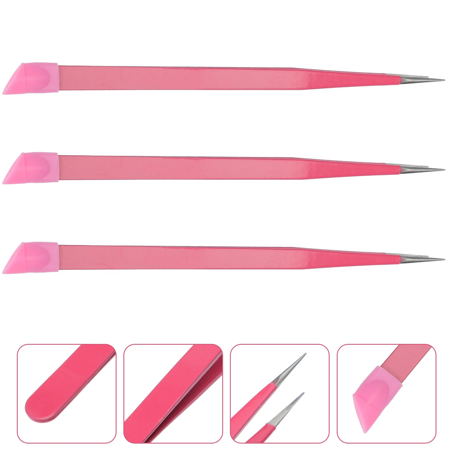 3 قطعة مانيكير برأسين الملقط متعددة الوظائف مسمار الفن ملصق مائي الضغط أداة الوردي الحرفية الملقط مانيكير أداة #2