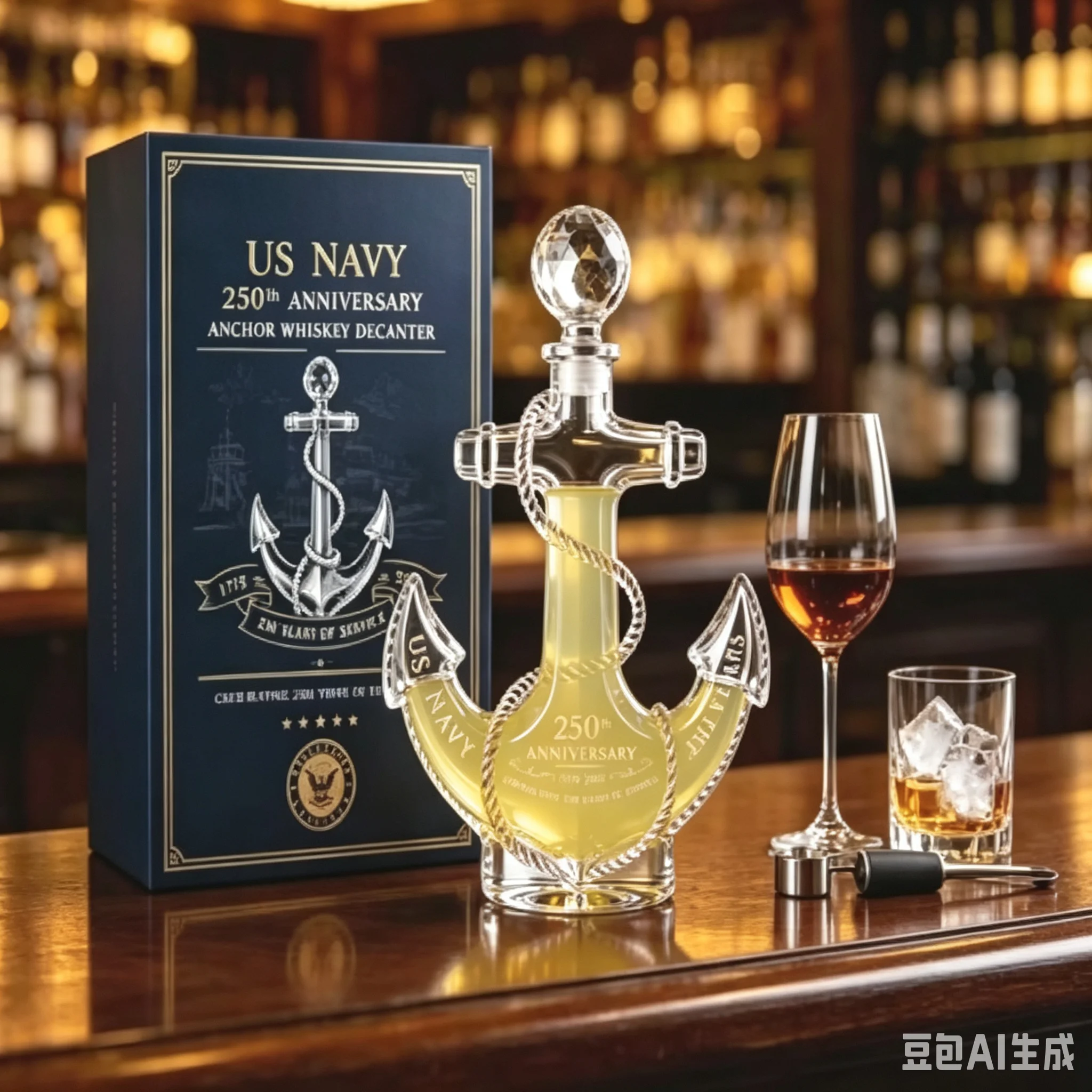 Nautical Anchor Whiskey Decanter Glass Sculpture Unique Home Bar Decor Distinctive Gift for Whiskey Lovers
