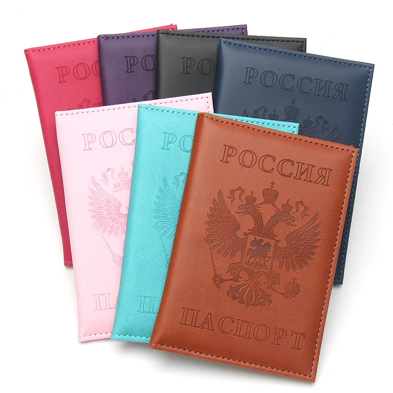 

Russian Passport Holder Leather Cover Wallet Travel ID Card Holder